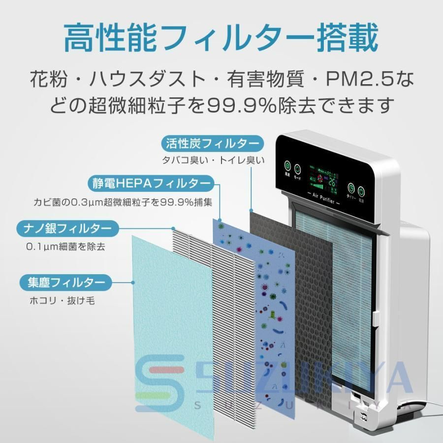 【着後レビューで 送料無料】 空気清浄機 花粉対策 ウイルス 加湿なし ダニ対策 ペット uv除菌 空気清浄機・イオン発生器