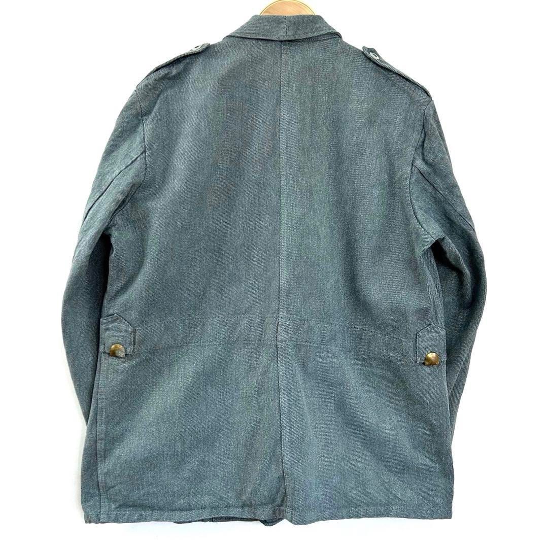 【ぽん様】スイス軍 グリーンデニムジャケット 前期 50s 60s 古着 50s スイス軍 実物 インディゴ グリーン デニム ジャケット L