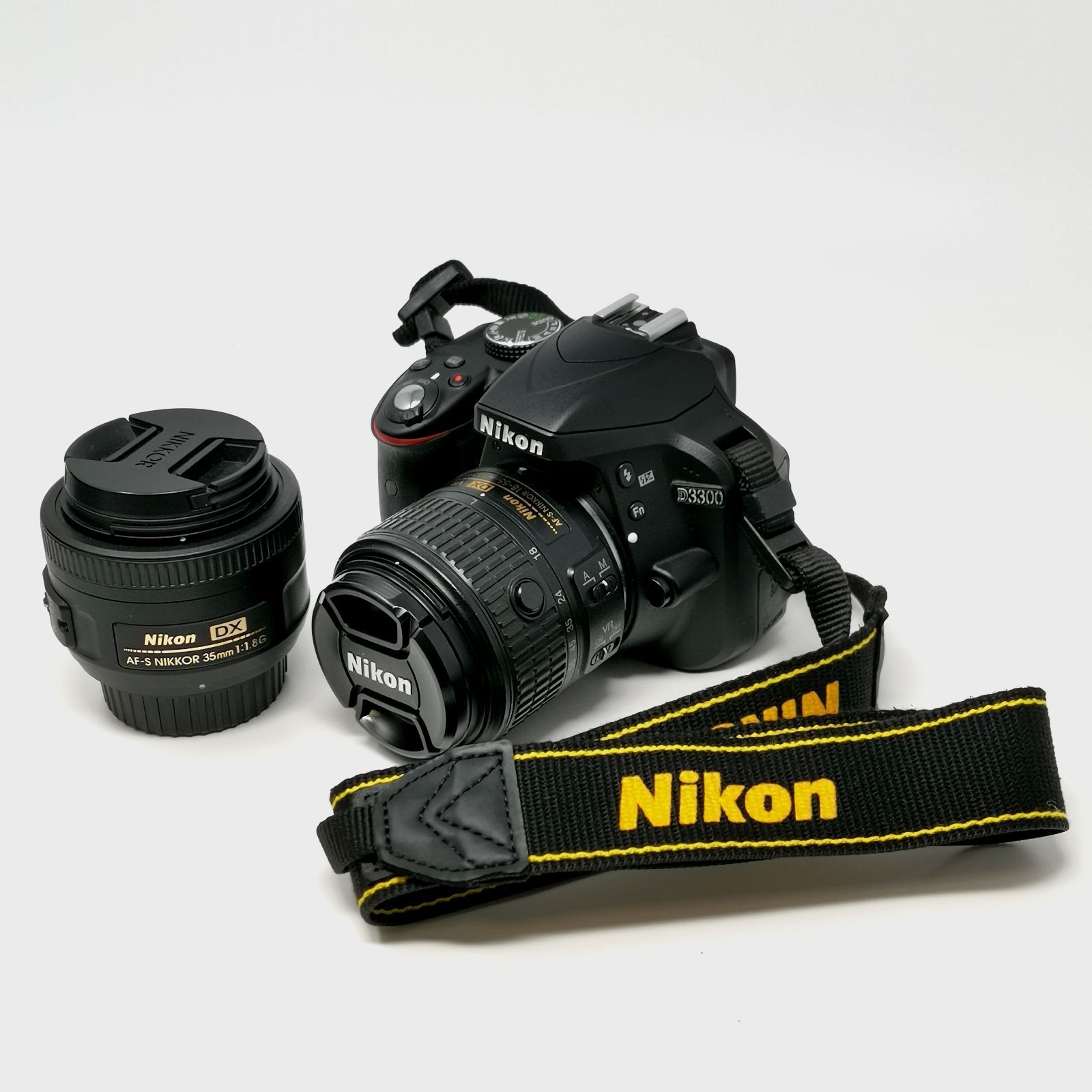 Nikon D3300 一眼レフカメラ レンズ2点 nikkor AF-S DX 18-55mm F3.5-5.6G Nikon DX SWM Aspherical ∞-0.3m 0.98ft 充電器ないため動作未 管理番号KKVKO669