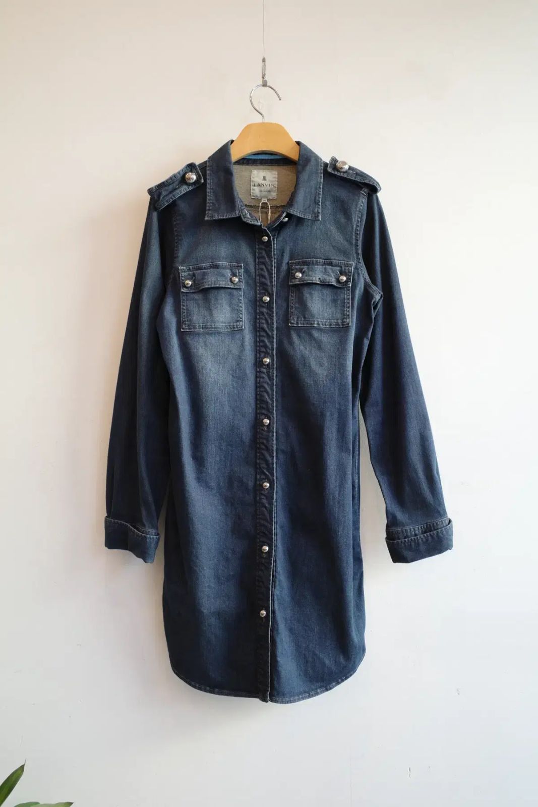 OLD LANVIN ランバン デニム ロング シャツ ワンピース OLD LANVIN ランバン デニム ロング シャツ ワンピース