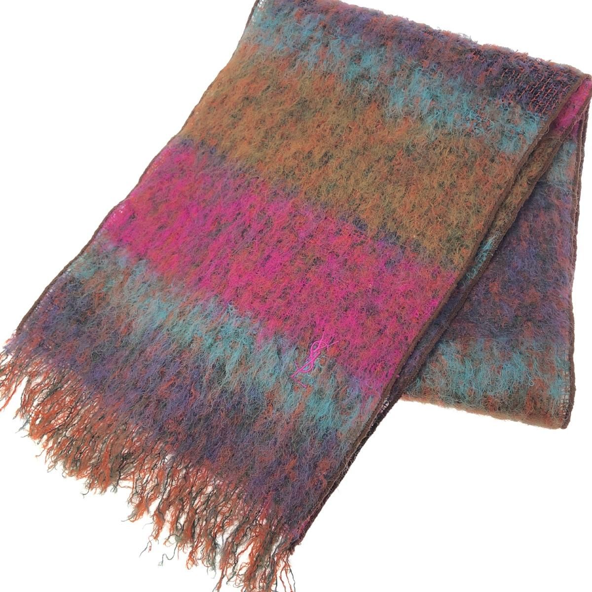 【美品】YVES SAINT LAURENT ローゲージマフラー ピラーティ期 良好 YvesSaintLaurent イヴサンローラン ヴィンテージ マフラー