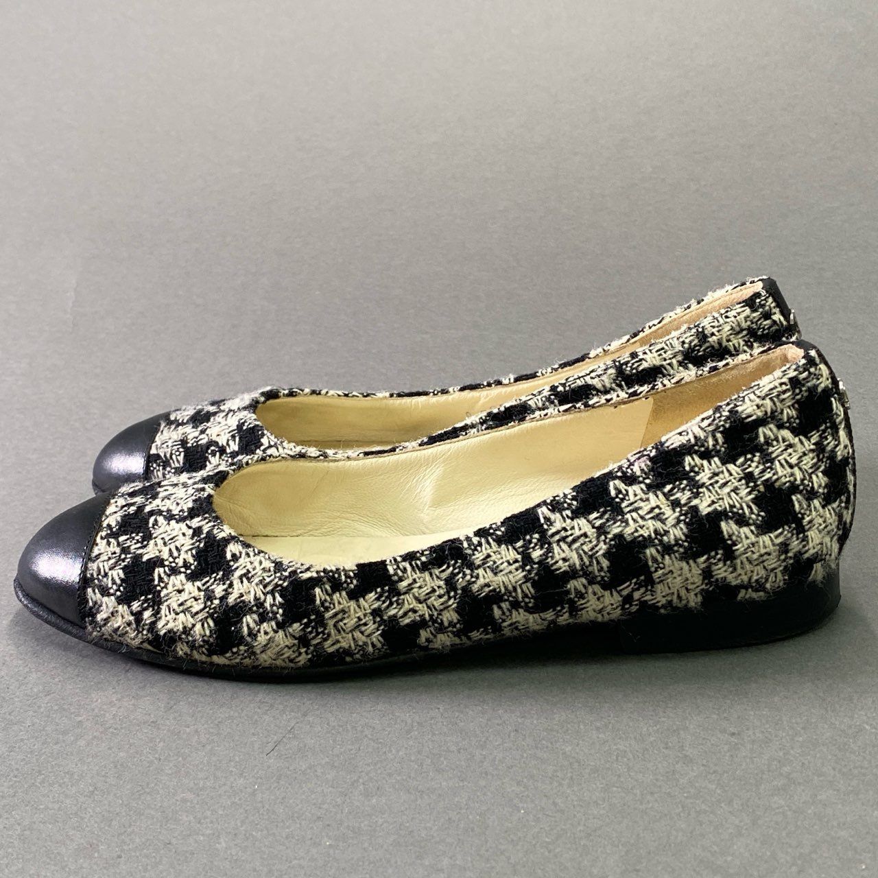 4d14 CHANEL シャネル ココマーク ツイード バレエシューズ G28066 34