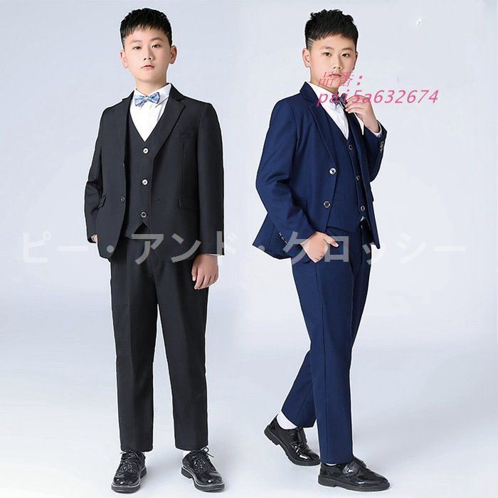 子供服 スーツセット 男の子 フォーマルスーツ おしゃれ キッズ 太め 大きいサイズ 卒業式 発表会結婚式 卒園式 厚手 5点セット pai5a632674