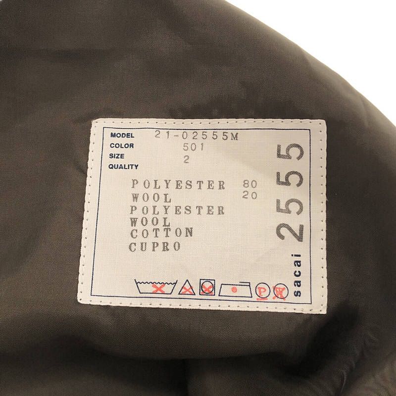 【美品】  sacai / サカイ | 2021AW | Belted Tak Pants / ベルテッド 2タック テーパードパンツ | 2 | カーキ/ブラック | メンズ 美品】 sacai / サカイ | 2021AW | Belted Tak Pants / ベルテッド 2