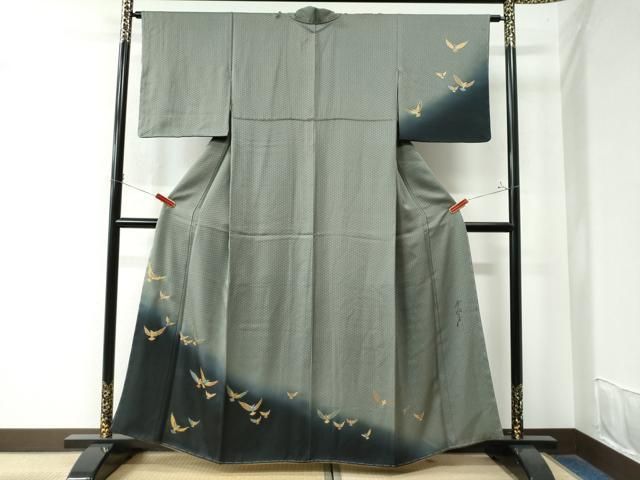 平和屋着物○染色作家 斉藤三才 訪問着 三才鳥 暈し染め 金彩 正絹