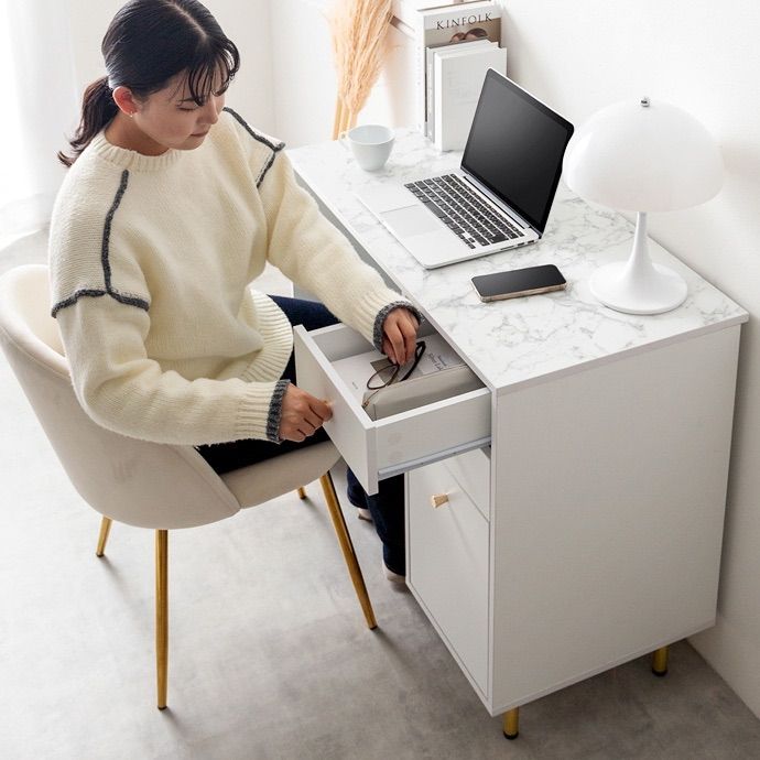 幅90cm】Camilla 引き出し付きデスク アイアン デスク 引き出し