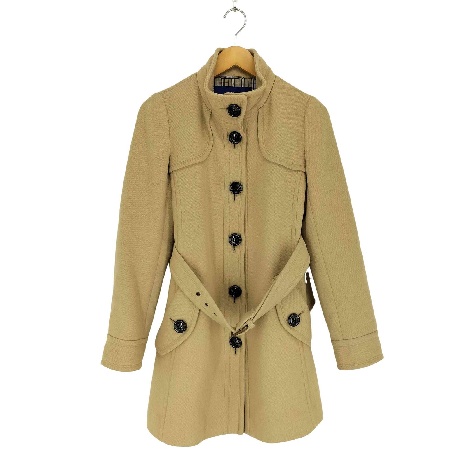 バーバリーブルーレーベル BURBERRY BLUE LABEL 裏地ノヴァチェック アンゴラウールスタンドカラーコート レディース 38