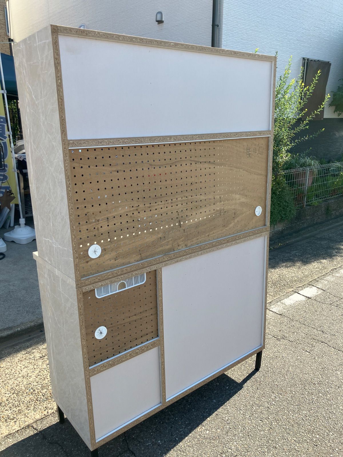 美品/LOWYA】【新品約14万円】ロウヤ 大理石柄 ストーン調 国産食器棚 