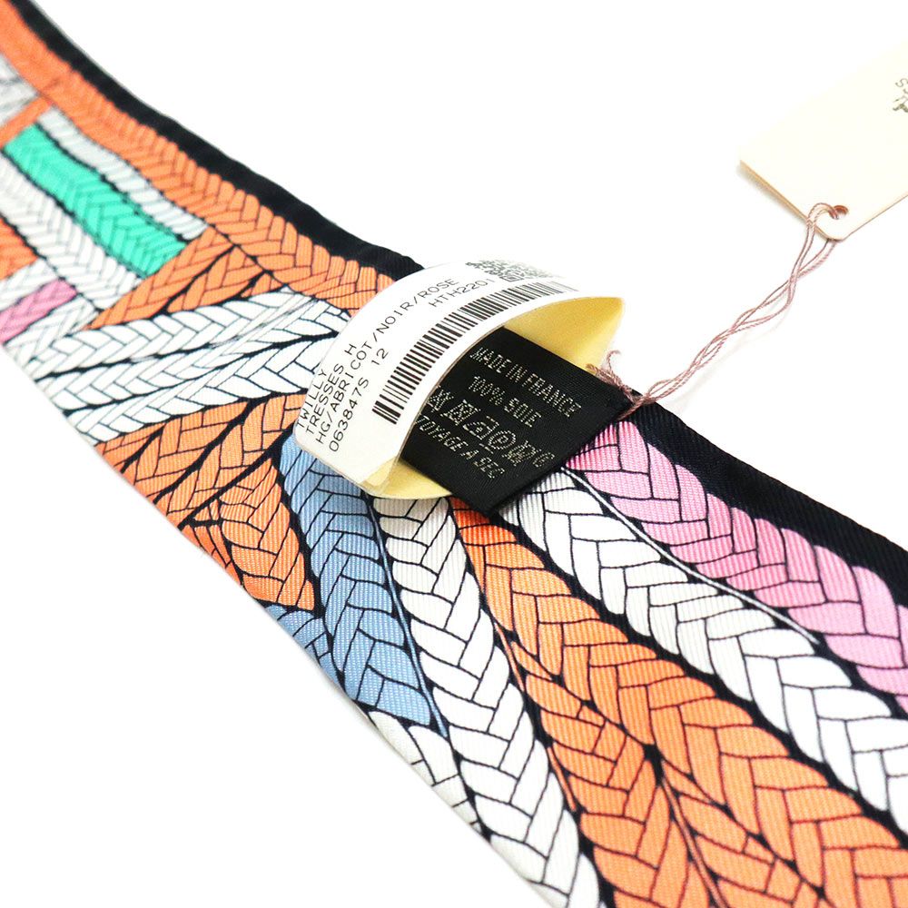 未使用　HERMES　エルメス　ツイリー　トレスH 「TRESSES H」 エルメス ツイリー TRESSES H トレスH リボン スカーフ シルク