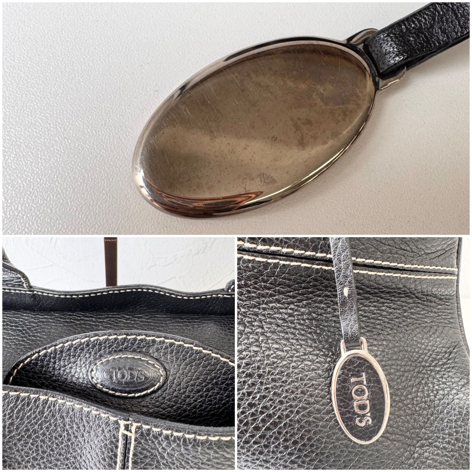✨Bランク TOD'S トッズ トートバッグ Tote bag シボ革 ベルト