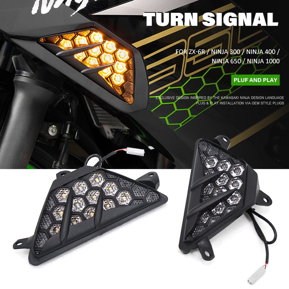 バイク LED ウィンカーインジケーターライトランプフラッシャー カワサキ ニンジャ 300 400 650 1000 ZX6R ZX-6R ニンジャ650 ニンジャ400