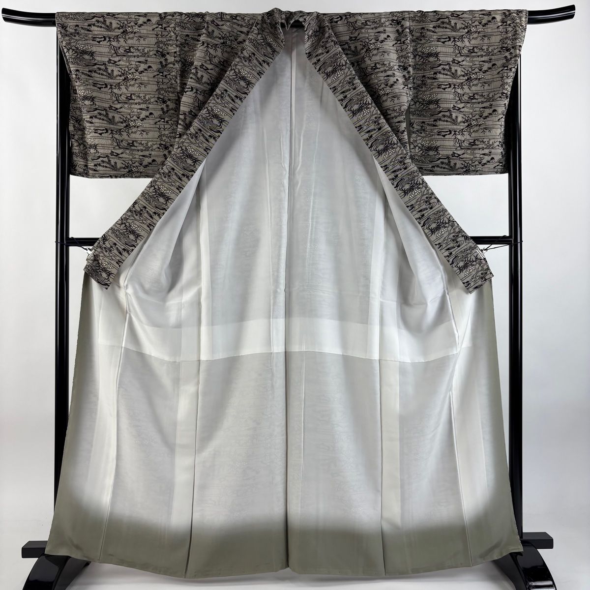 落款 小縞に吉祥御所模様