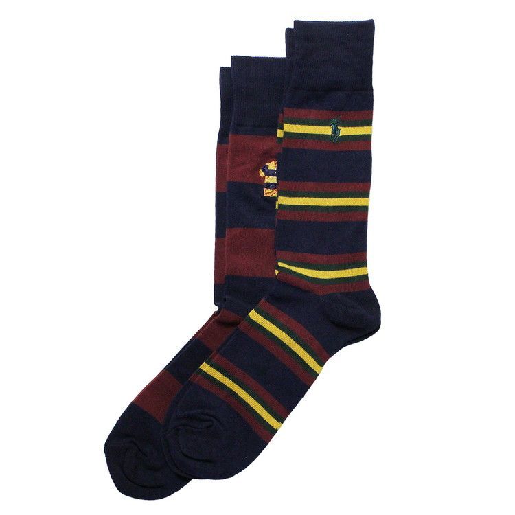 ポロラルフローレン：RUGBY WITH SHIRT EMB ソックス 2PK (アソート)