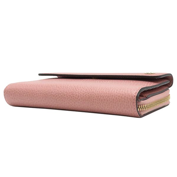 【美品】GUCCI 長財布　フラップ　インターロッキング　ゴールド グッチ GUCCI 長財布 インターロッキングG レザー ピンク