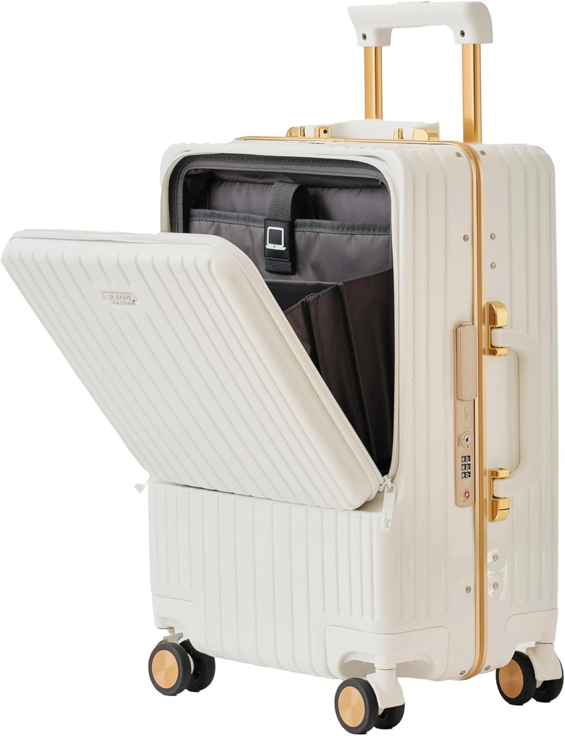 リオ] スーツケース フロントオープン 機内持込 アルミフレーム