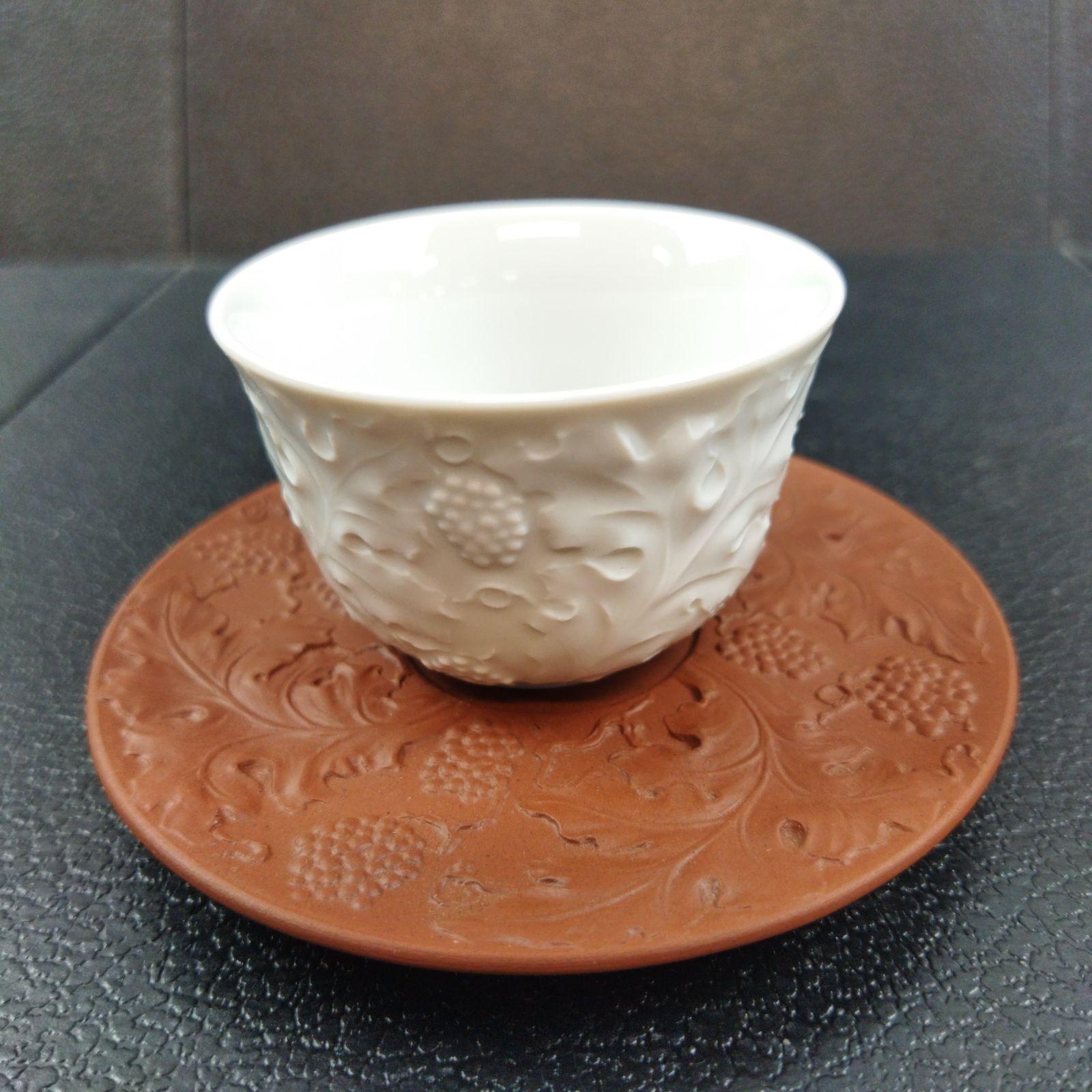 マイセン　アーモンドの木　煎茶碗　4客共箱高さ5㎝トエコト東な7-0305☆2F マイセン アーモンドの木 煎茶碗 4客共箱高さ5㎝トエコト東