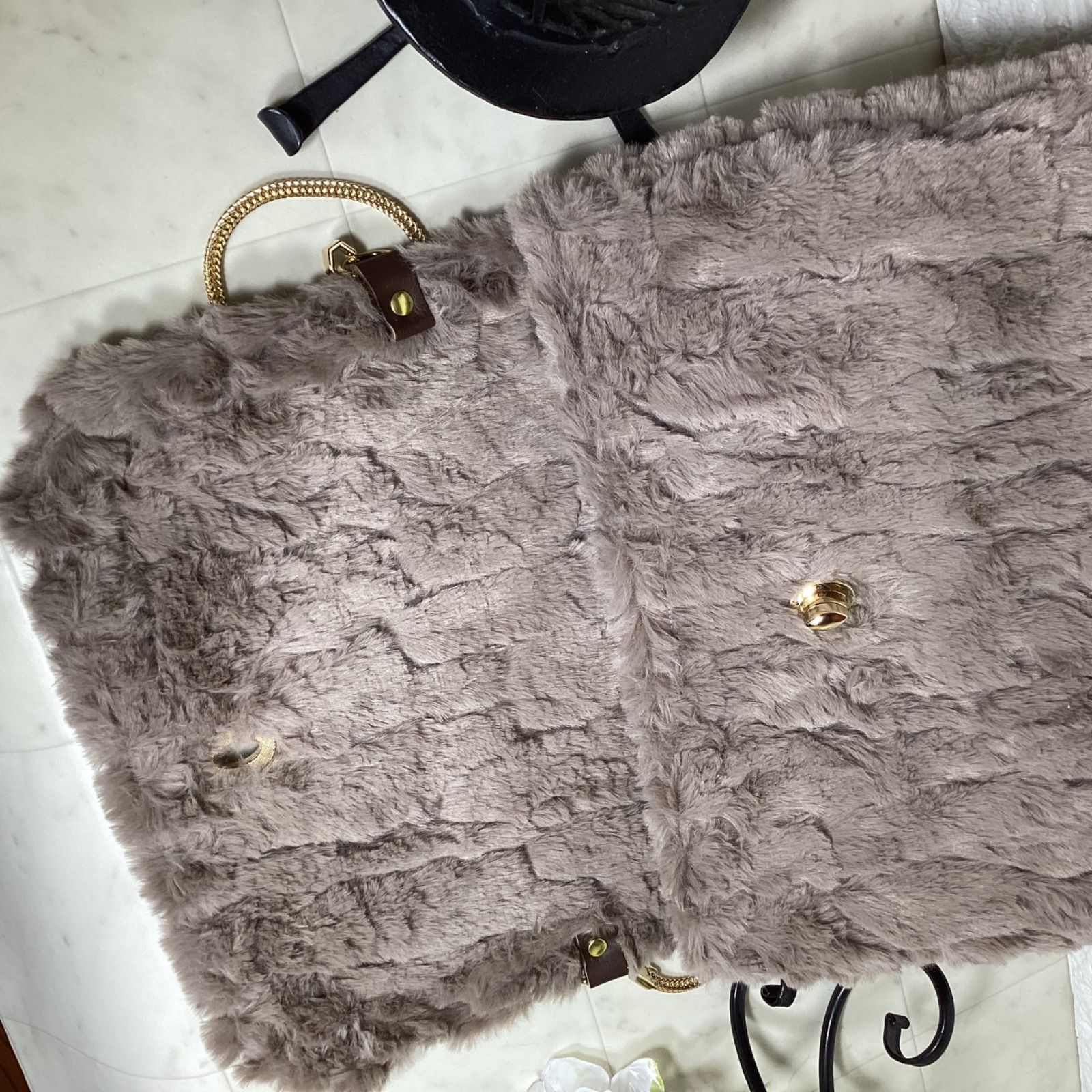 ハンドメイド　フェイクファー　ショルダーバッグ-5