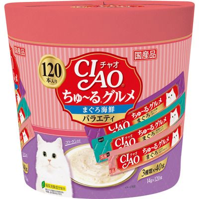 同梱不可 2個セット いなば CIAOちゅ～るグルメ120本まぐろ海鮮バラエティ14g×120本