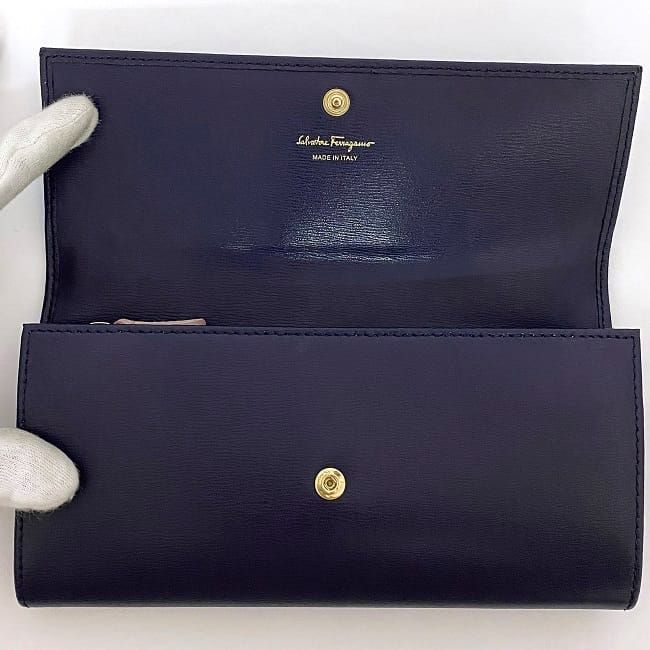 サルヴァトーレ フェラガモ 二つ折り 長財布 ネイビー ブルー サルヴァトーレ フェラガモ 二つ折り 長財布 ネイビー ブルー