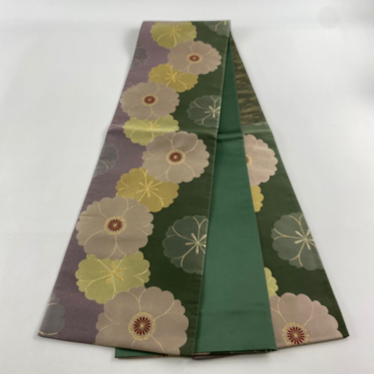 袋帯 美品 秀品 花 金糸 箔 緑 六通 正絹 【中古】 - メルカリ