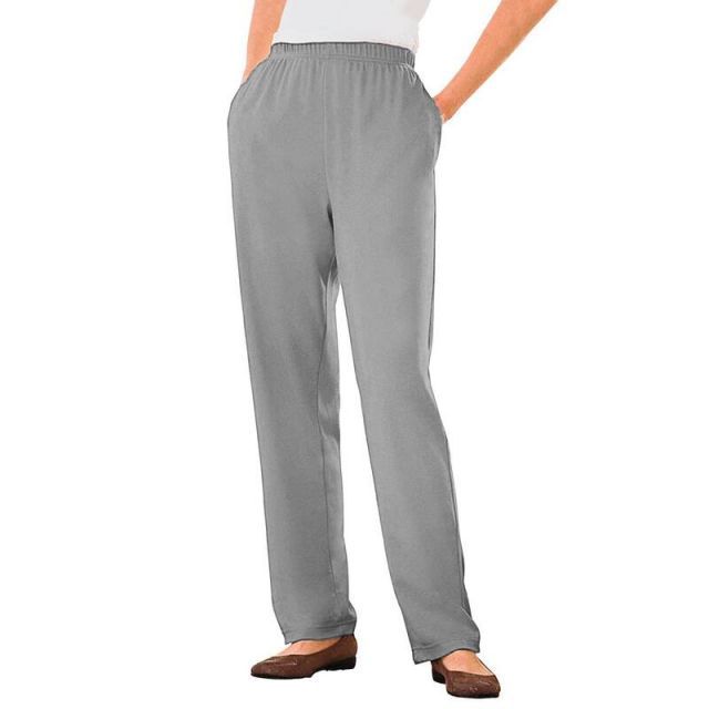 【送料無料】 ウーマン ウィズイン レディース カジュアルパンツ ボトムス Woman Within Women's Plus Size Tall 7-day Knit Straight Leg Pant Medium Heather Grey