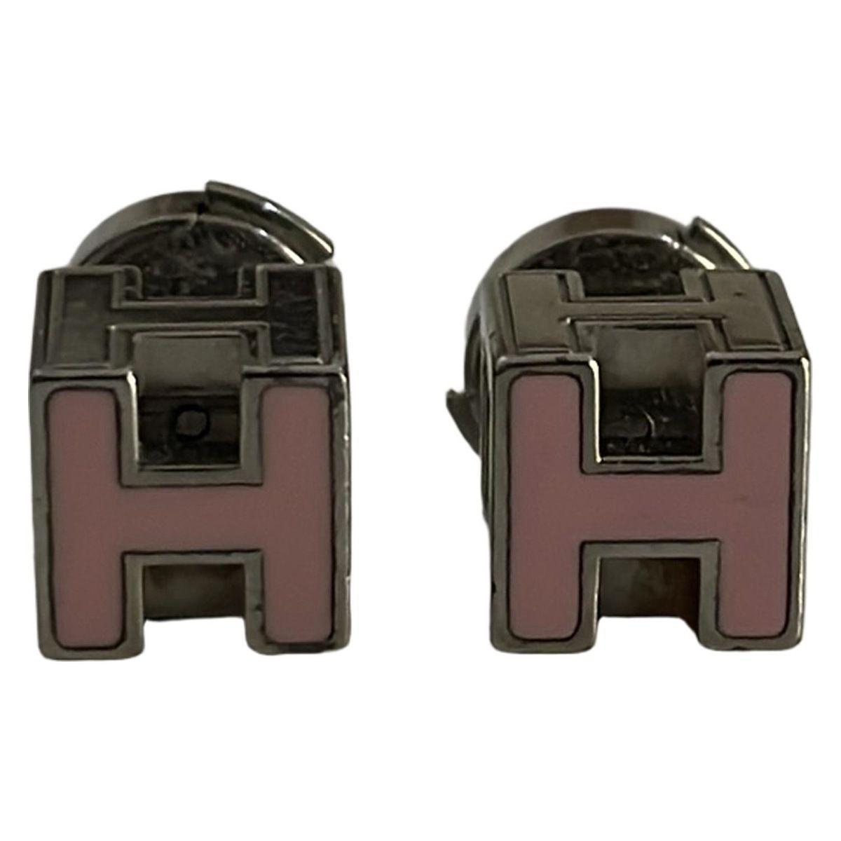 HERMES エルメス ピアス カージュドアッシュ シルバー×ライトピンク
