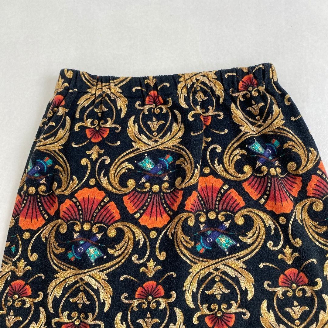 エルメス スカート ニット 総柄 ウエストゴム XS HERMES バロック柄 コットン ブラック SIROKUMA-CORPORATION_COM