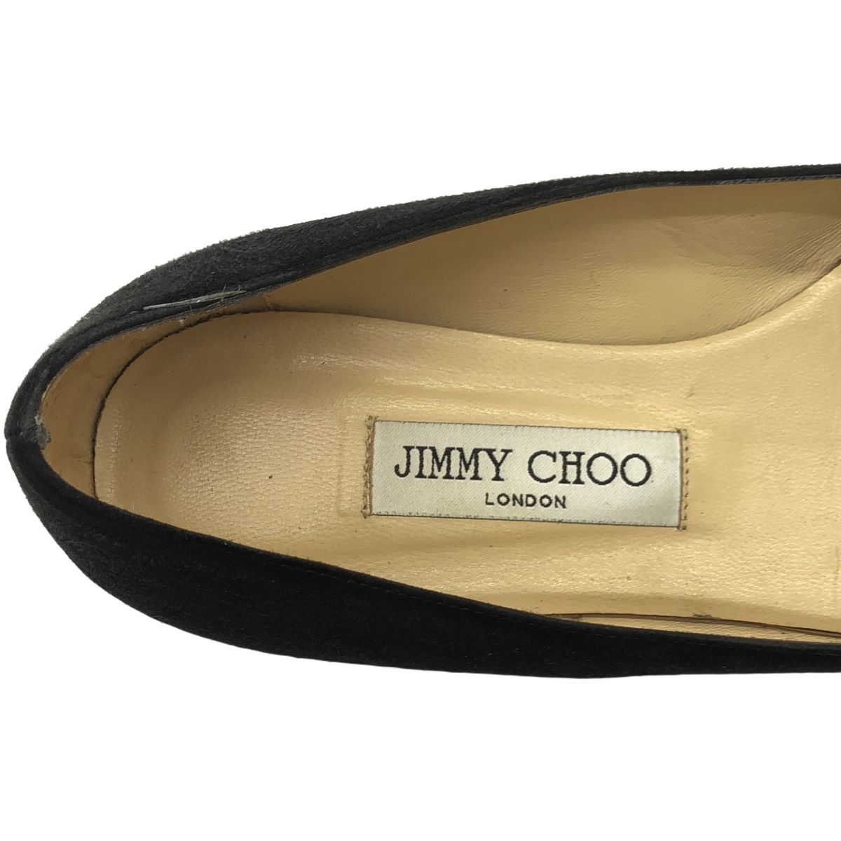 JIMMY CHOO ジミー チュウ スエードフラットパンプス ブラック 37 1/2 