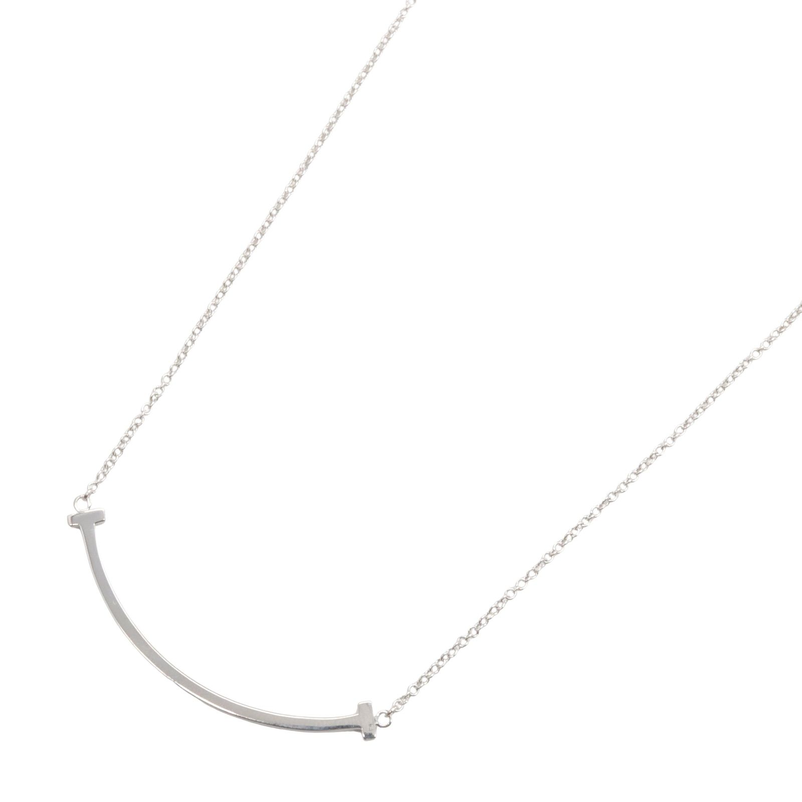 ティファニー TIFFANY＆CO ネックレス Tスマイル スモール ネックレス 首回39.5|44.5 K18WG ホワイトゴールド Tスマイル スモール ネックレス レディース Used A