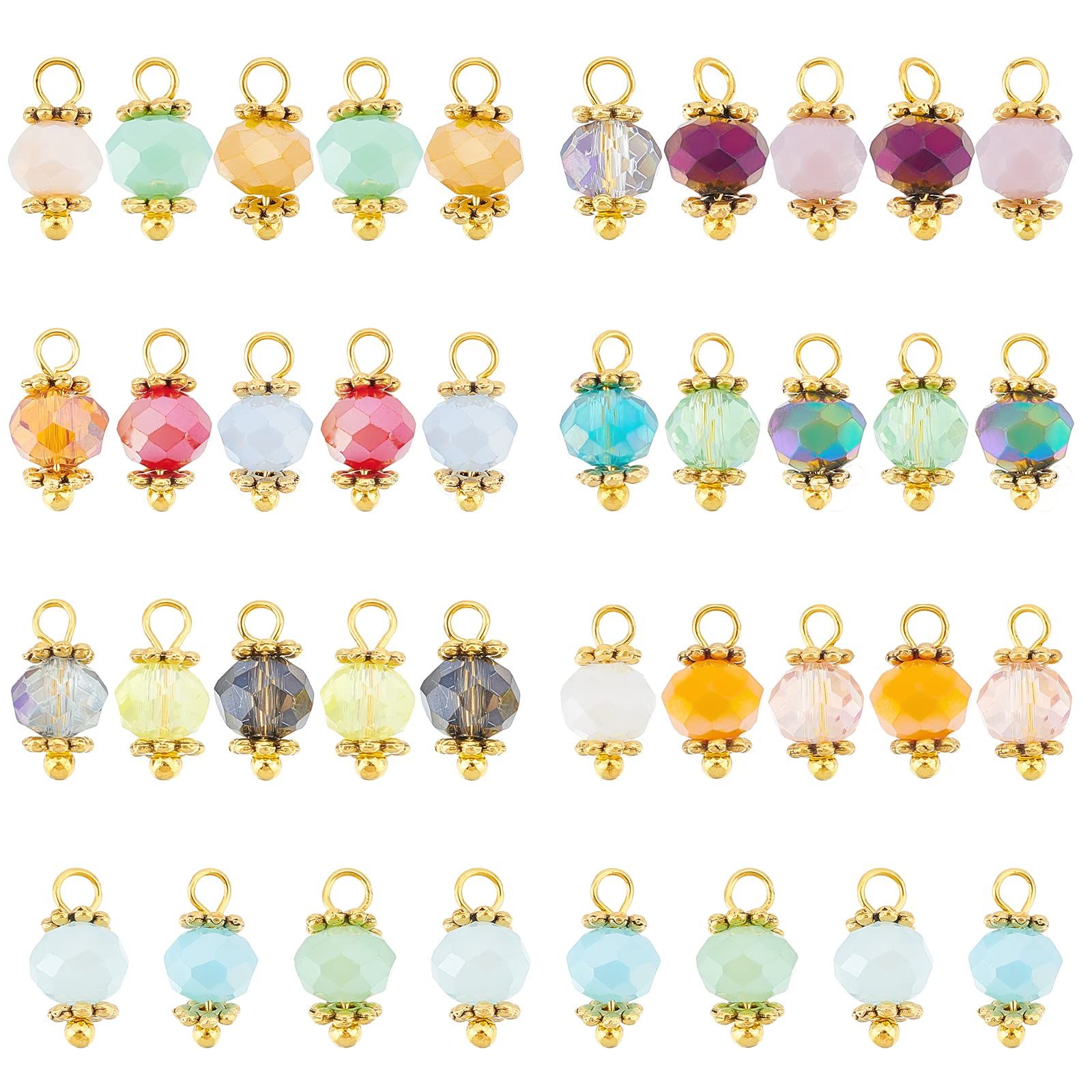 人気商品】140個セット ガラスビーズ チャーム コネクタパーツ 7