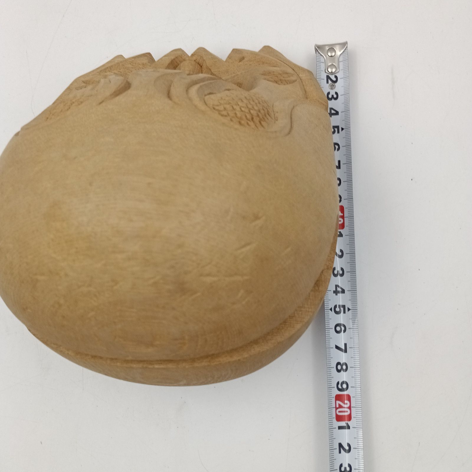 K-0663】木魚 龍彫 玉鱗工 寺院 仏具 鳴り物 仏教美術 幅約15