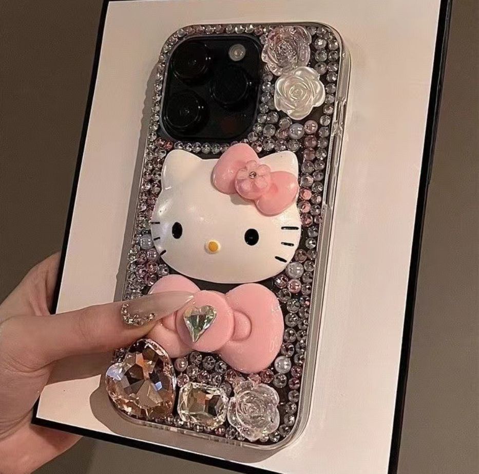 立体的なリボン付きHello Kittyスマホケース、iPhone用保護