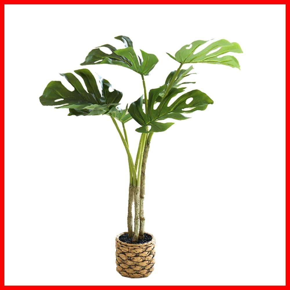 数量 空気清浄 オフィス リビング 屋内 インテリア 鉢は取り外し不可 陶器鉢 モンステラ 簡単世話いらず 大型サイズ 高さ64CM フェイク フェイクグリーン 光触媒 モンステラ 熱帯観葉樹 qinhome人工観葉植物