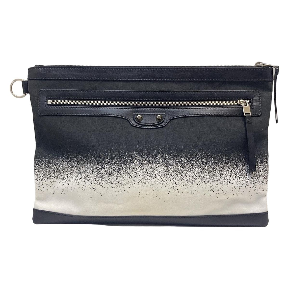 BALENCIAGA バレンシアガ クラッチバッグ クラシッククリップL 273023 黒×白 レザー