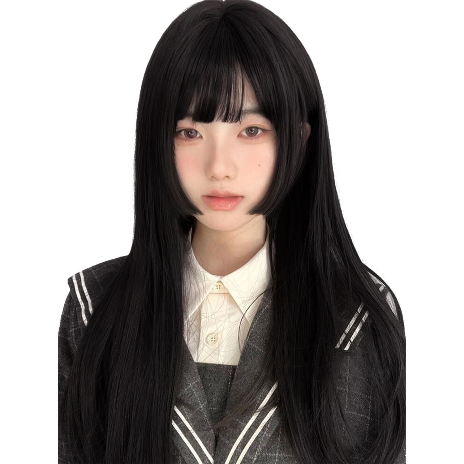 在庫処分』 ウィッグ ロング ストレート 姫カット ぱっつん 自然