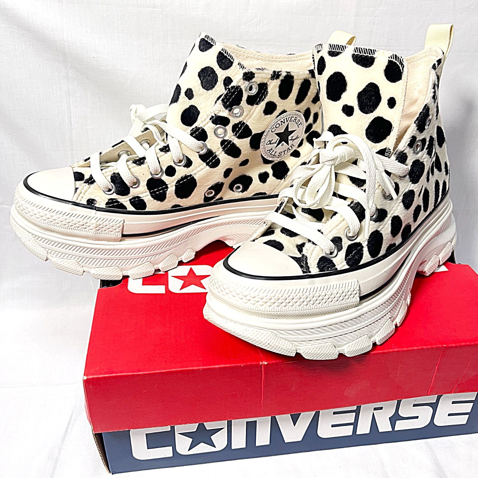 CONVERSE コンバース 25cm ダルメシアン柄 厚底スニーカー US6.5 ホワイト系