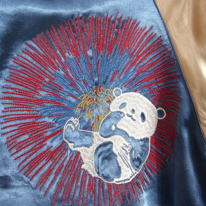 Japanesque ジャパネスク 花火にパンダ 和柄 刺繍 スカジャン 3RSJ-039