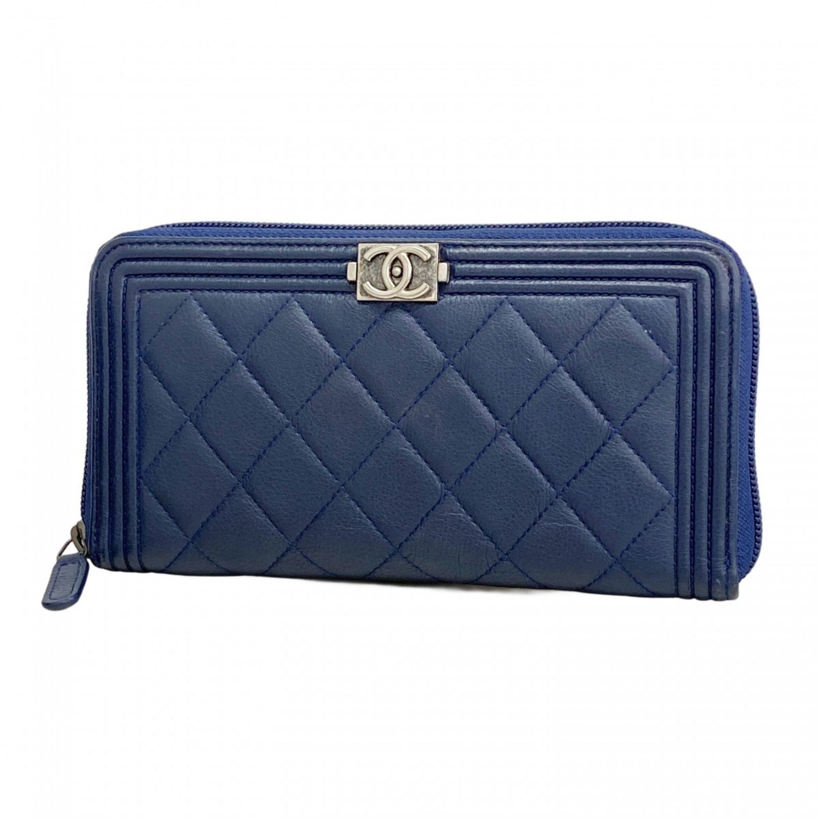 CHANEL　シャネル　ボーイシャネル　ラムスキン　ネイビー　長財布 シャネル(Chanel) シャネル 長財布 ボーイシャネル ラムスキン