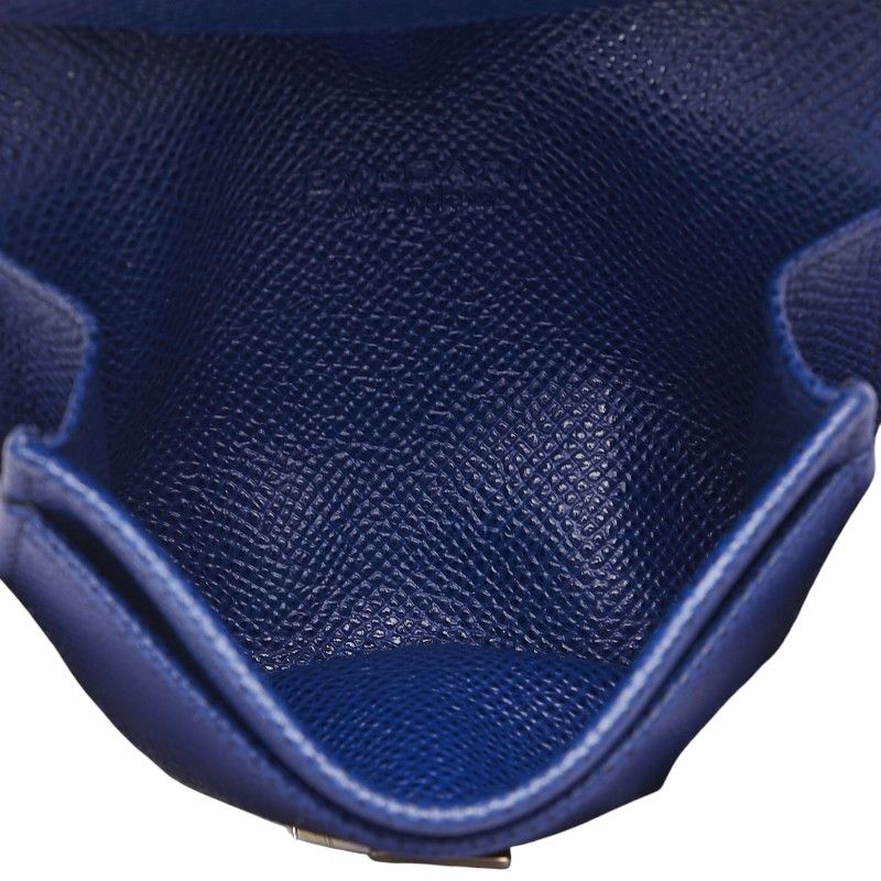 ブルガリ ロゴクリップ カードケース 名刺入れ ブルー ゴールド レザー  