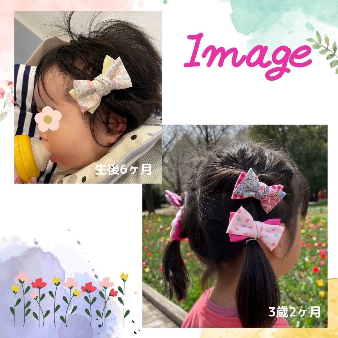 リボン ヘアクリップ　キッズ　姉妹おそろい リボン ヘアクリップ キッズ 姉妹おそろい