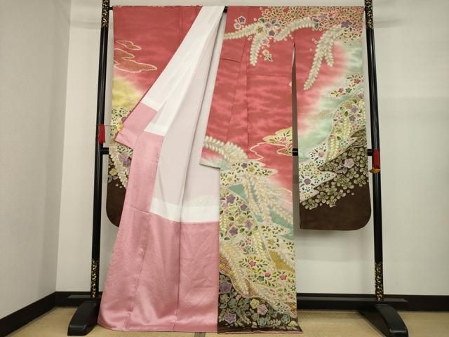 平和屋着物○豪華振袖 絞り 辻が花 遠山花文 金彩 金通し地 正絹 逸品  