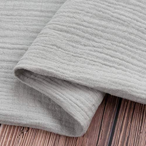 グレー moonfarm 選べる20色 モコモコ ダブルガーゼ 生地 綿 無地 カラー 約 2m×幅1.4m 柔軟 軽量 速乾 低刺激 (グレー)