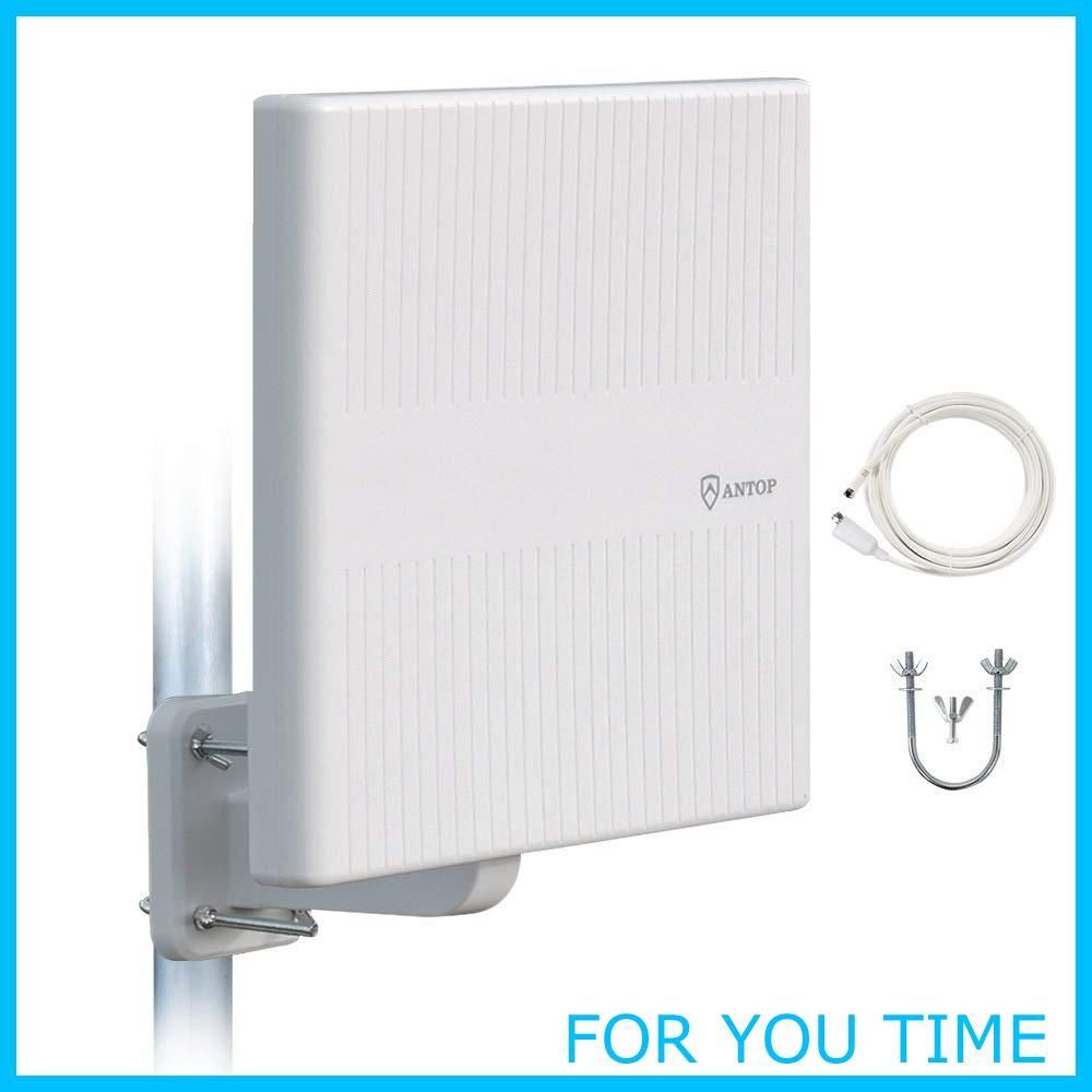 ANTOP 地デジ 屋外テレビアンテナ 室外HD TVアンテナ 360度全方位受信 UHF対応 平面アンテナ 88 KM受信範囲 抗UVコーテイング RVテレビアンテナ 5ｍ同軸ケーブル付き 簡易設置 超軽量 フラットパネル アンテナAT-413