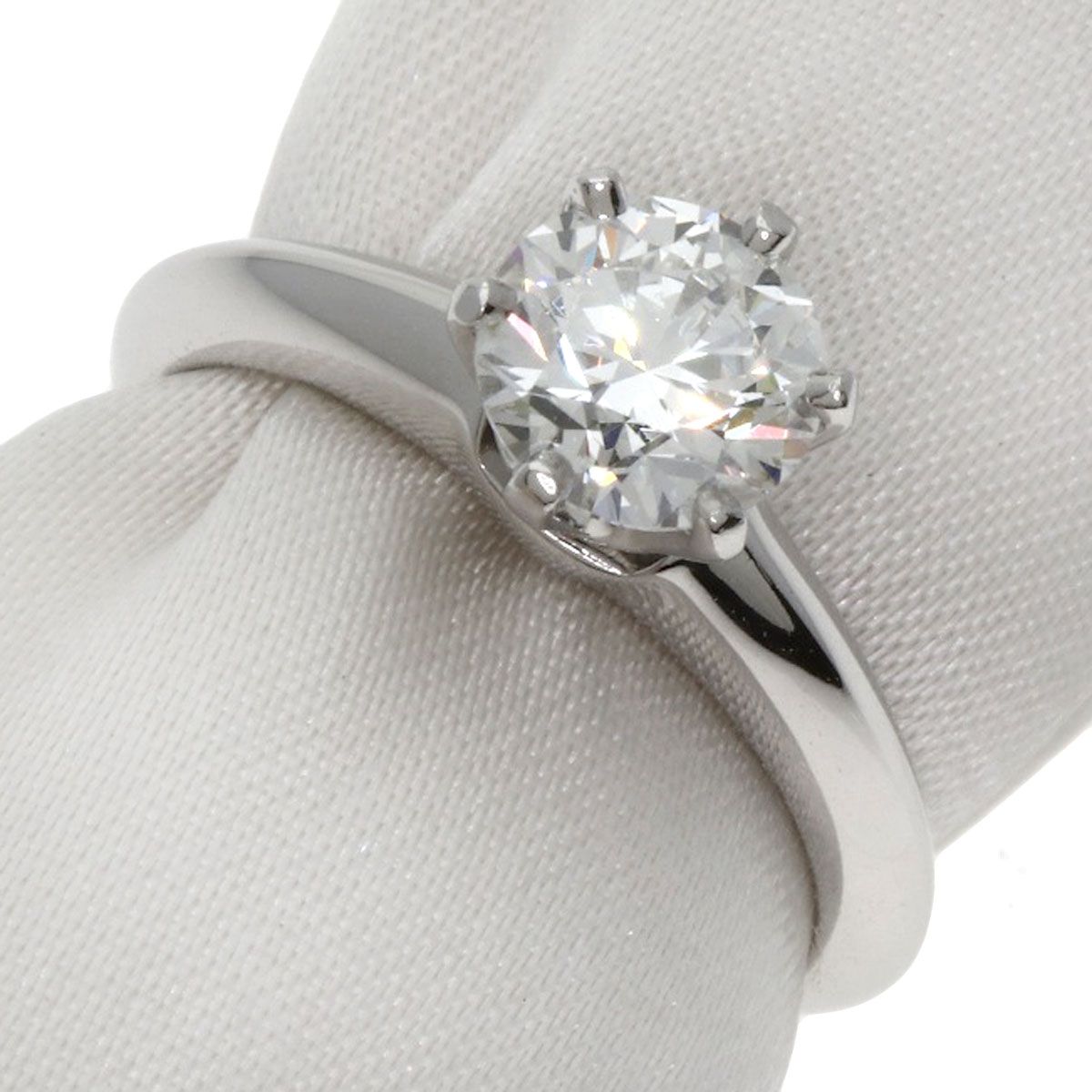 TIFFANY-Co. ティファニー ソリティア 1P ダイヤモンド リング 指輪 PT950 レディース