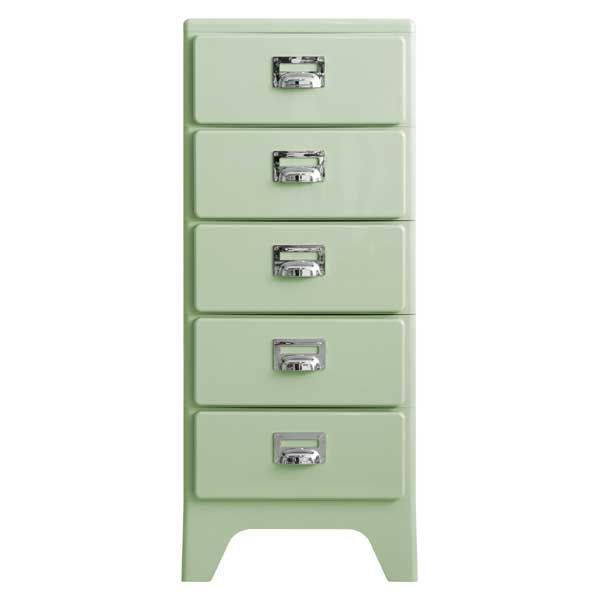 木製チェスト 9引き出し グリーン 昭和レトロポップ緑5段引き出し