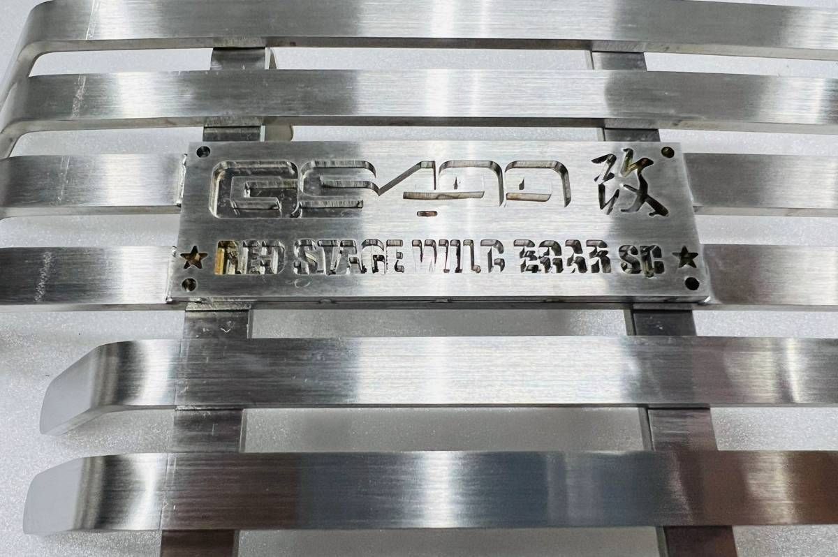 REDSTAGE GS400用エンジンフィンカバーステンレスGS400改 ロゴ赤 REDSTAGE GS400 オリジナル エンジン フィンカバー 鏡面ステンレス