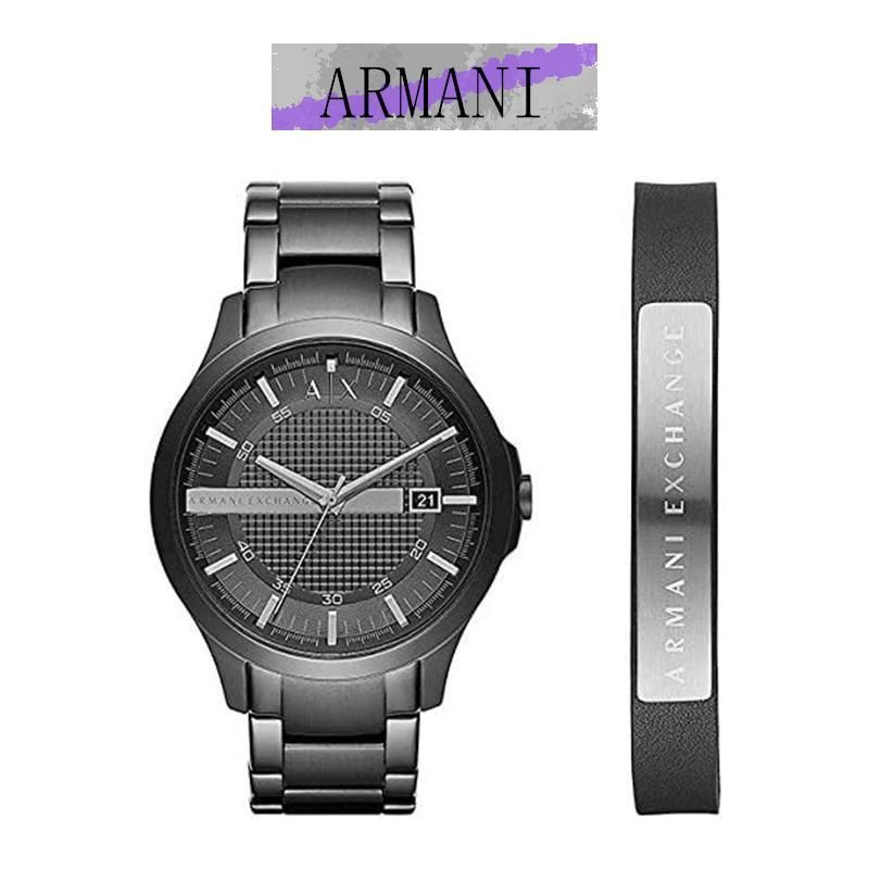 Armani Exchange Three-Hand Date Black Stainless Steel Watch