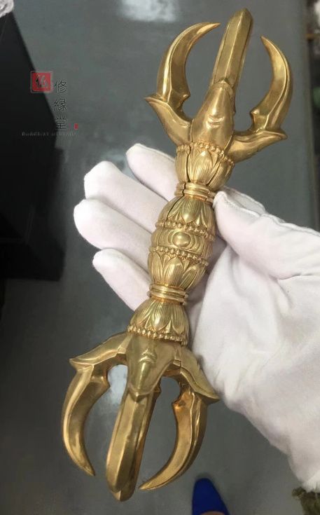 修縁堂】密教法具 人形五鈷杵 金剛杵 寺院用仏具 真鍮製 vajra 23cm