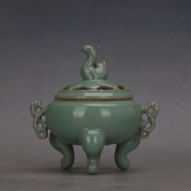 宅配便配送 中国 汝窯 汝 青釉（中国 官窯 仏具 香道具 陶芸 陶器 香炉 青磁 工芸品