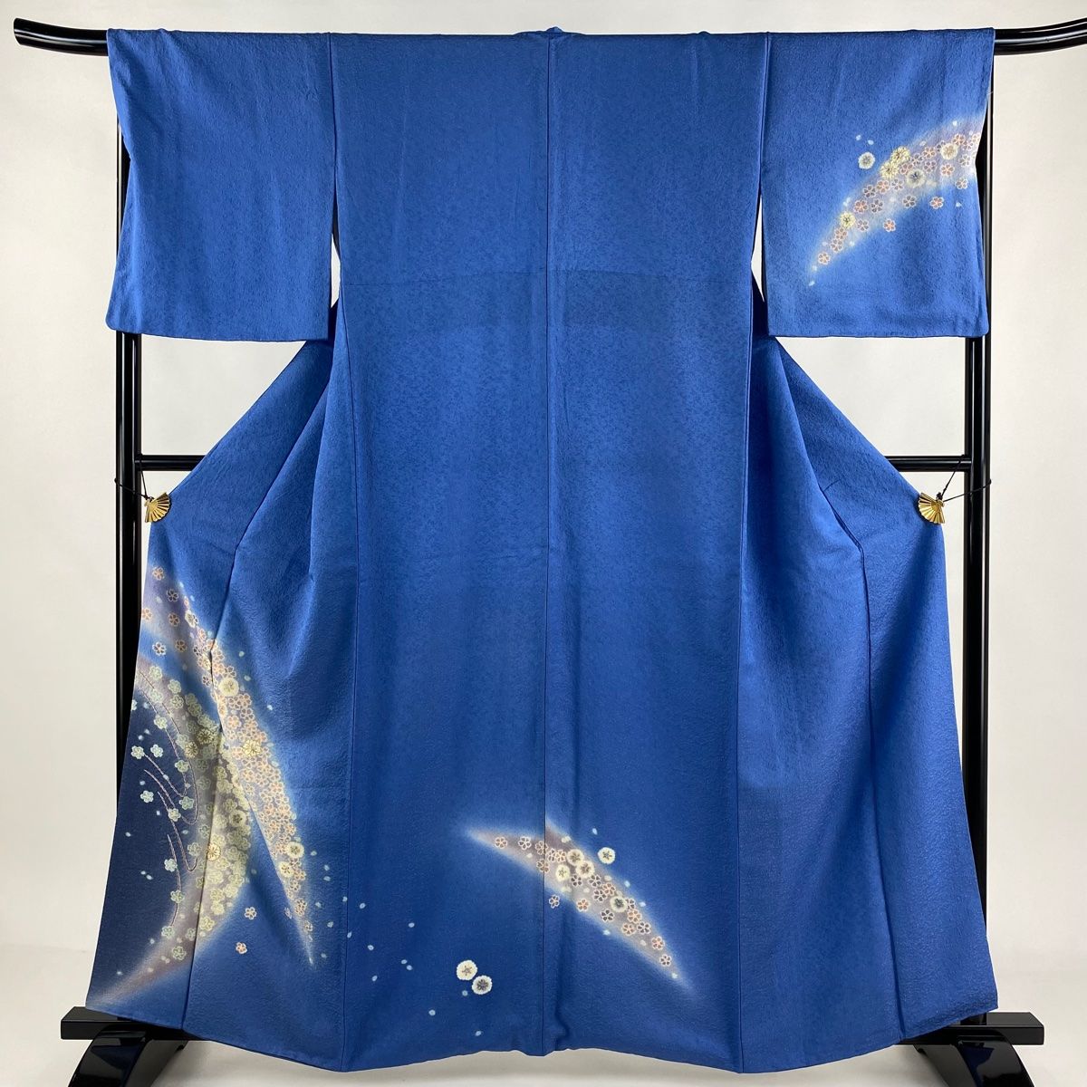 付下げ 身丈160cm 裄丈67.5cm L 袷 桜 霞 銀通し 金彩 水色 正絹 名品